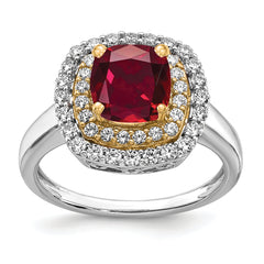 14k Two-Tone Lab Grown Diamond & Created Ruby Ring