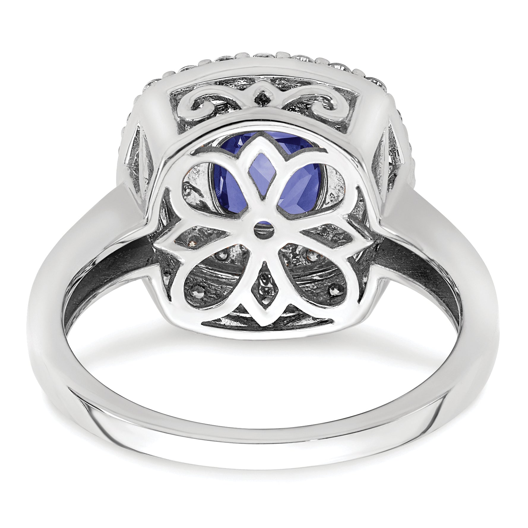 14K White Gold Lab Grown Diamond & Created Blue Sapphire Ring