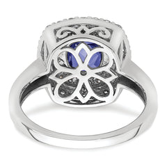 14K White Gold Lab Grown Diamond & Created Blue Sapphire Ring