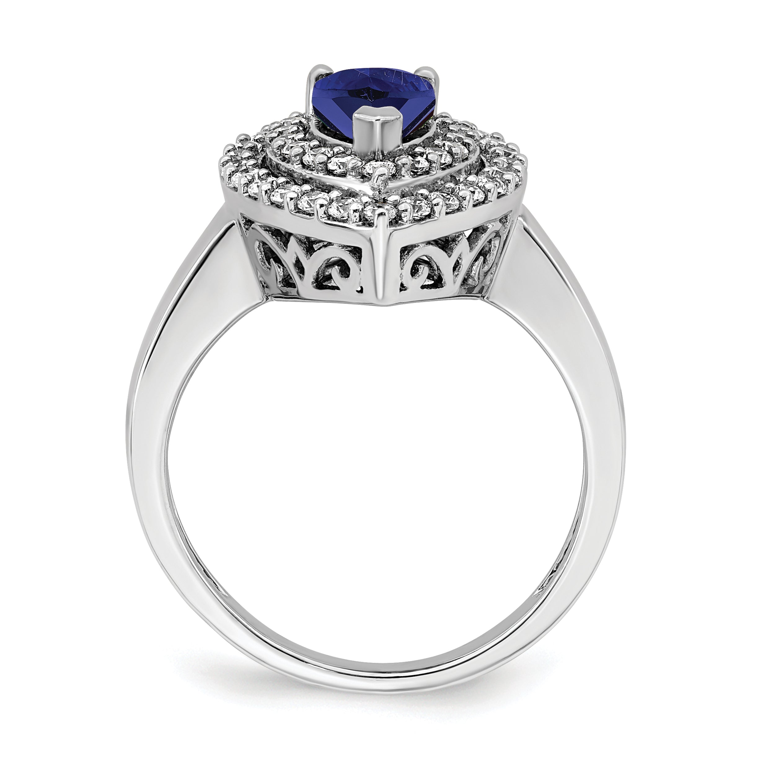 14K White Gold Lab Grown Diamond & Created Blue Sapphire Ring