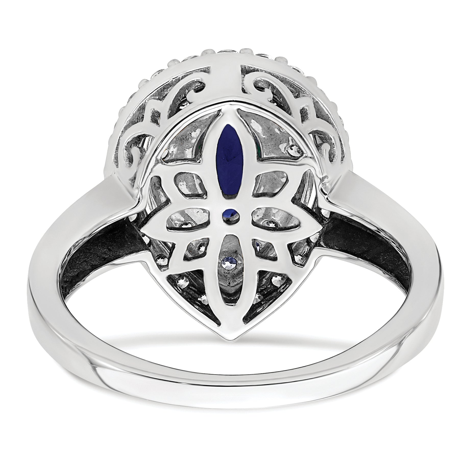 14K White Gold Lab Grown Diamond & Created Blue Sapphire Ring