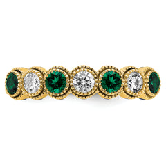 14K Lab Grown Diamond & Created Emerald Ring