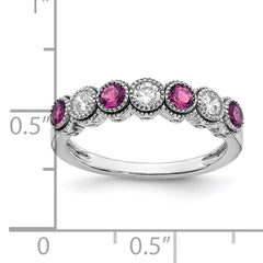 14K White Gold Lab Grown Diamond & Created Pink Sapphire Ring