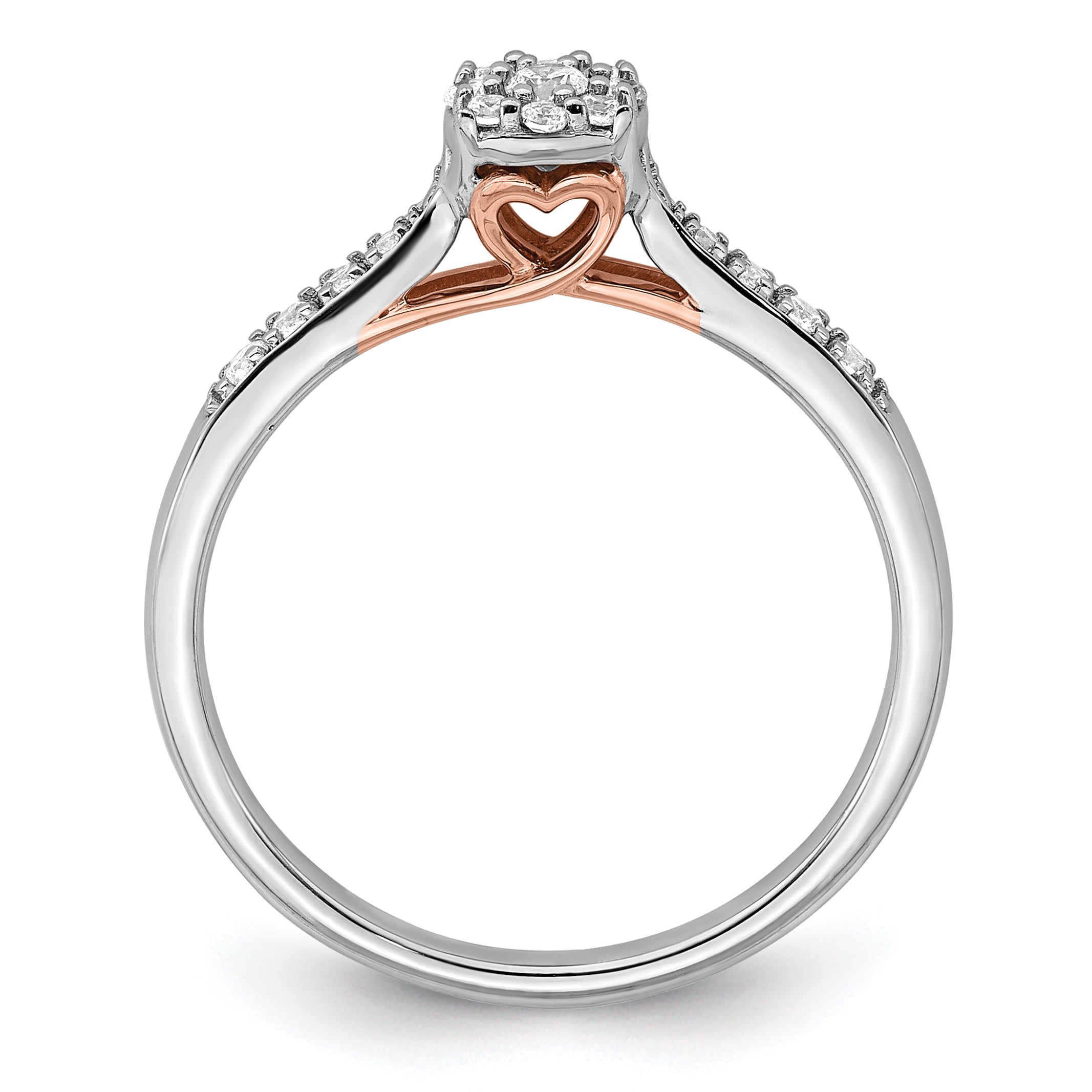 14K Two-tone Lab Grown Diamond VS/SI GH, Heart Promise Ring