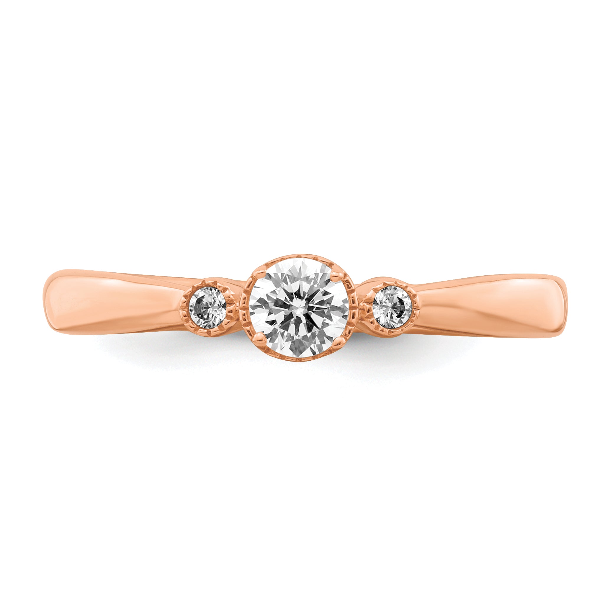 14K Rose Gold First Promise Lab Grown Diamond Beaded Edge Comp Ring