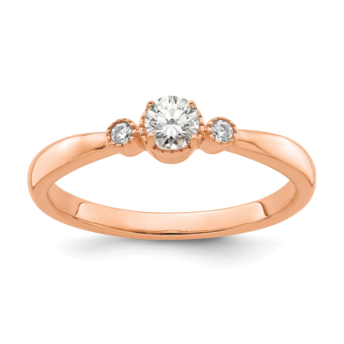 14K Rose Gold First Promise Lab Grown Diamond Beaded Edge Comp Ring