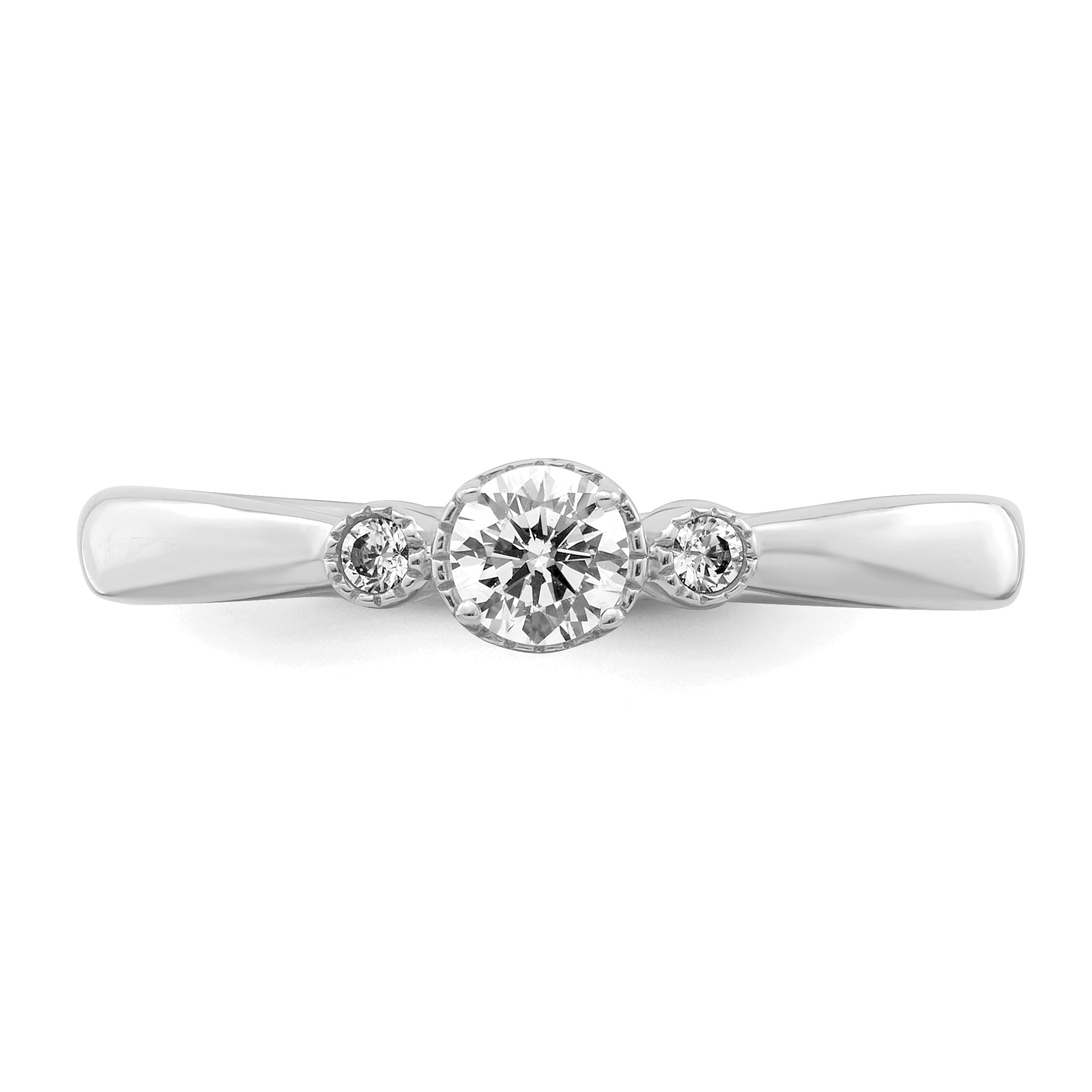 14K White Gold First Promise Lab Grown Diamond Beaded Edge Comp Ring