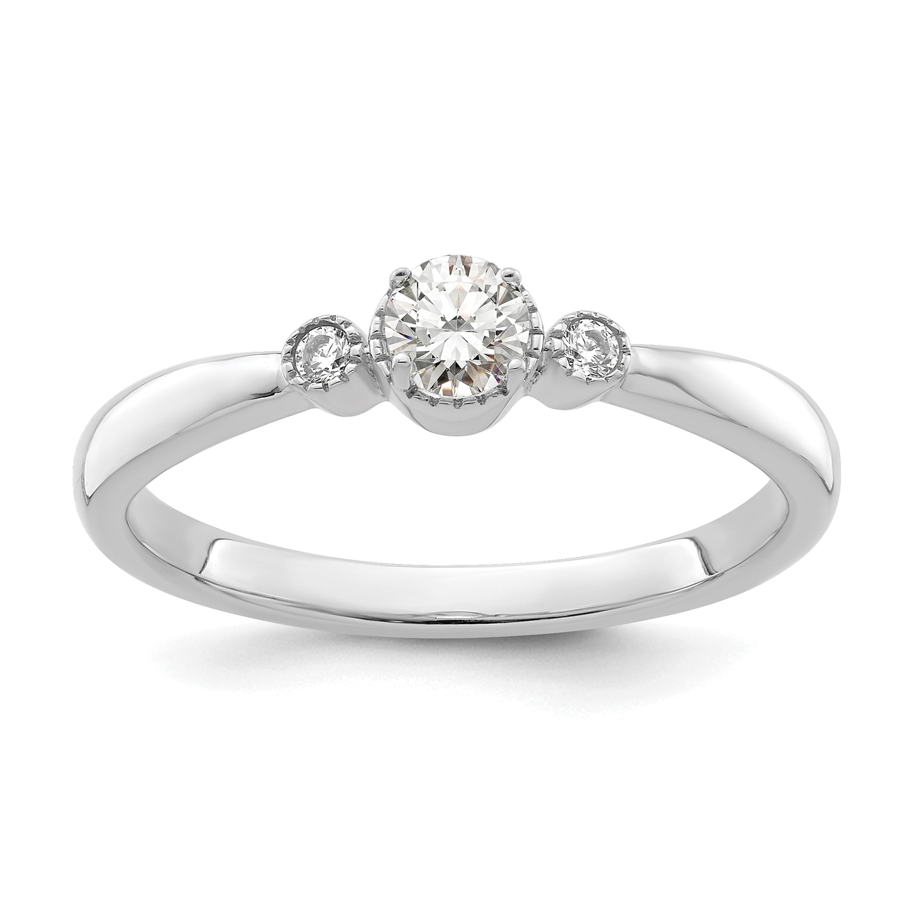 14K White Gold First Promise Lab Grown Diamond Beaded Edge Comp Ring