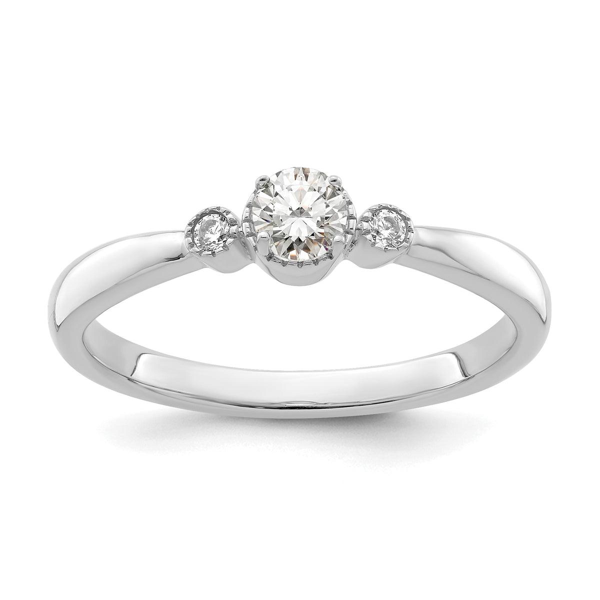 14K White Gold First Promise Lab Grown Diamond Beaded Edge Comp Ring