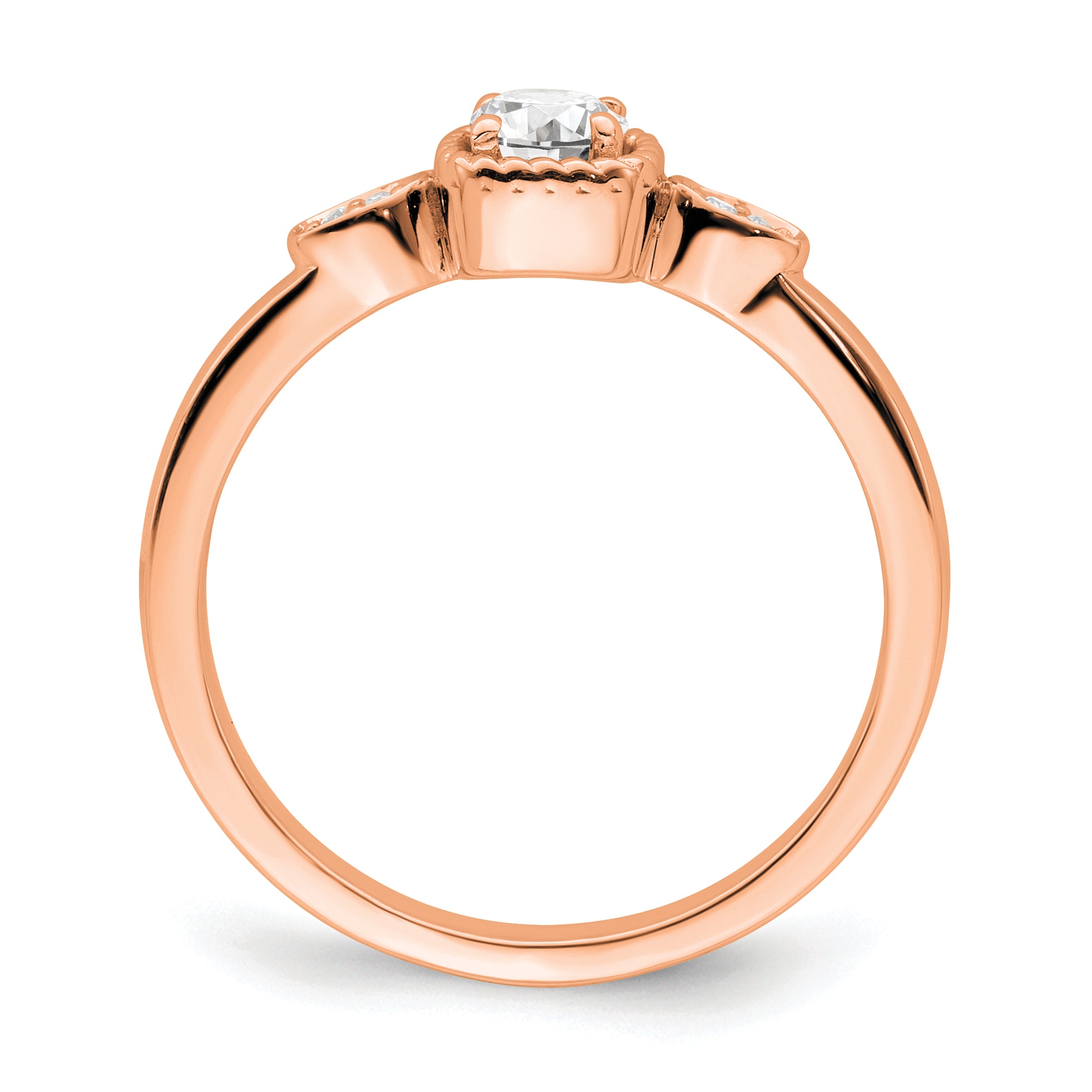 14K Rose Gold First Promise Lab Grown Diamond Rope Edge Comp Ring