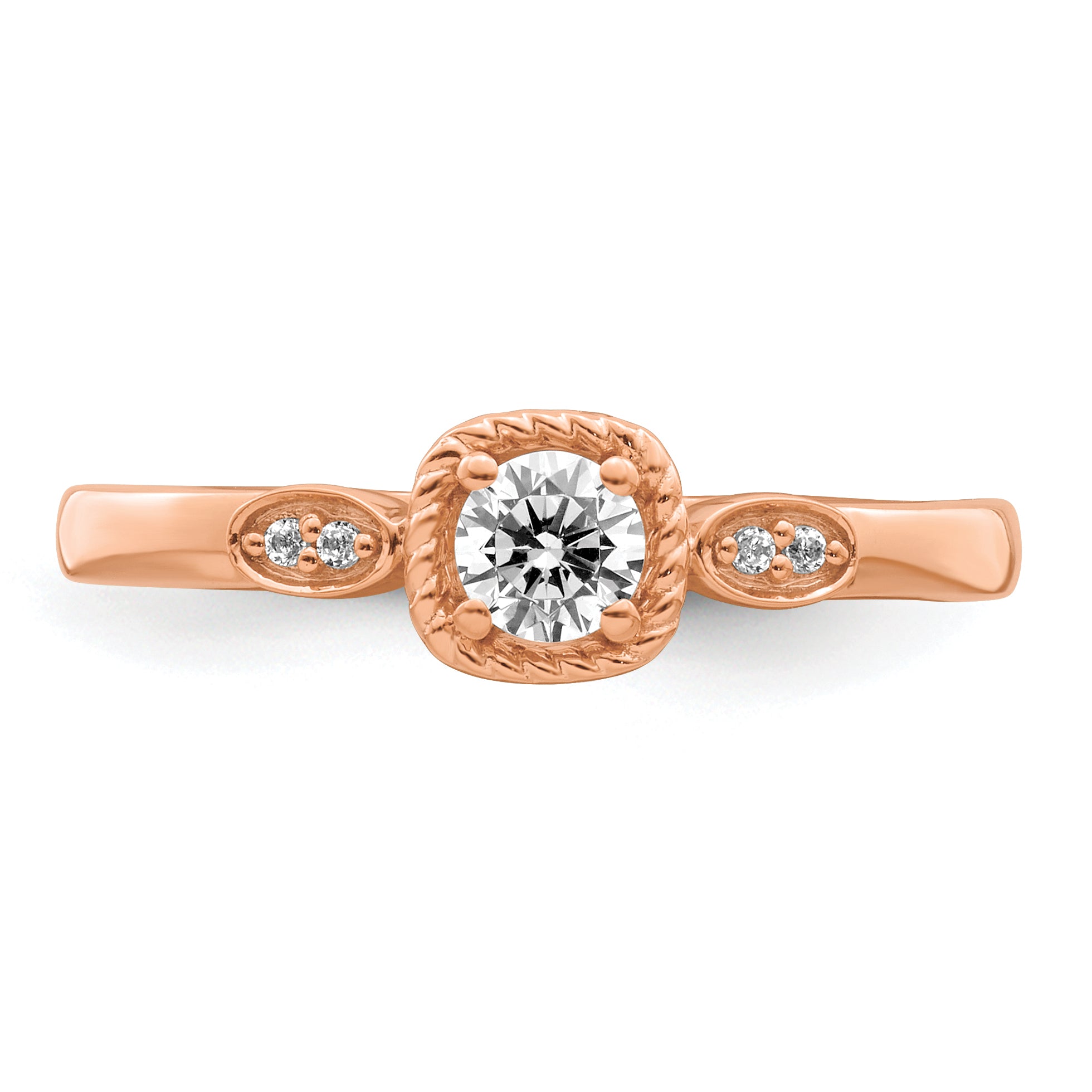 14K Rose Gold First Promise Lab Grown Diamond Rope Edge Comp Ring