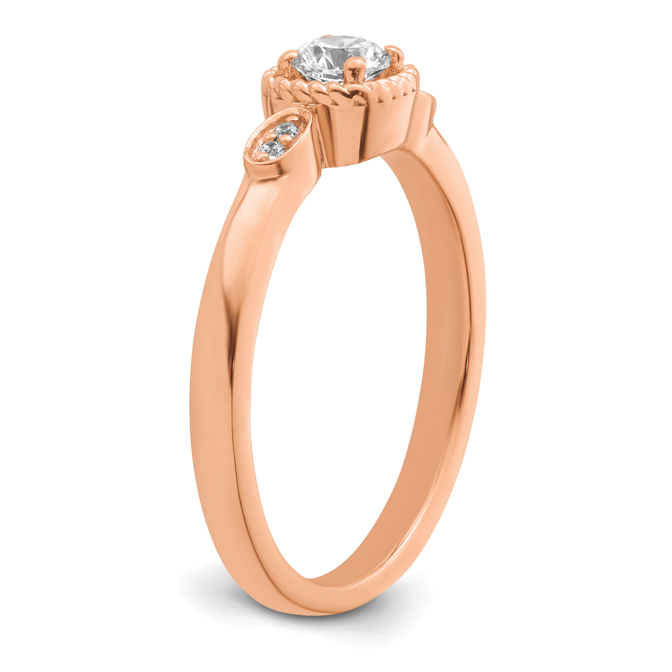 14K Rose Gold First Promise Lab Grown Diamond Rope Edge Comp Ring