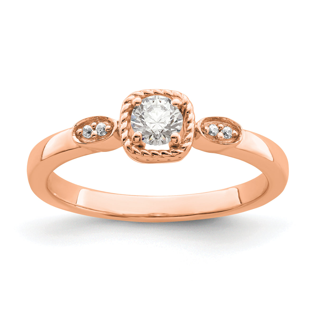 14K Rose Gold First Promise Lab Grown Diamond Rope Edge Comp Ring