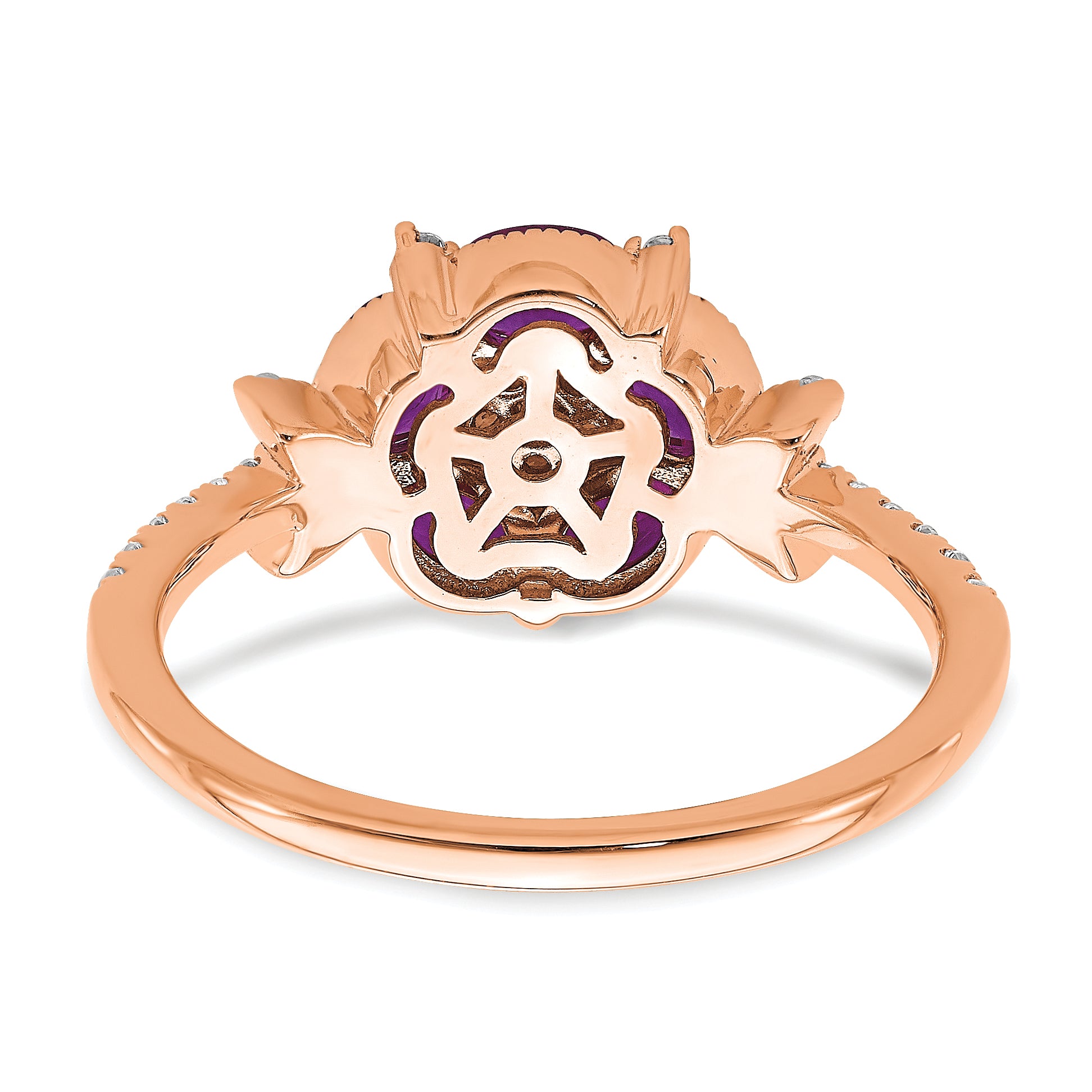 14K Rose Gold Lab Grown Diamond SI1/SI2, G H, Cr.Ruby Floral Ring