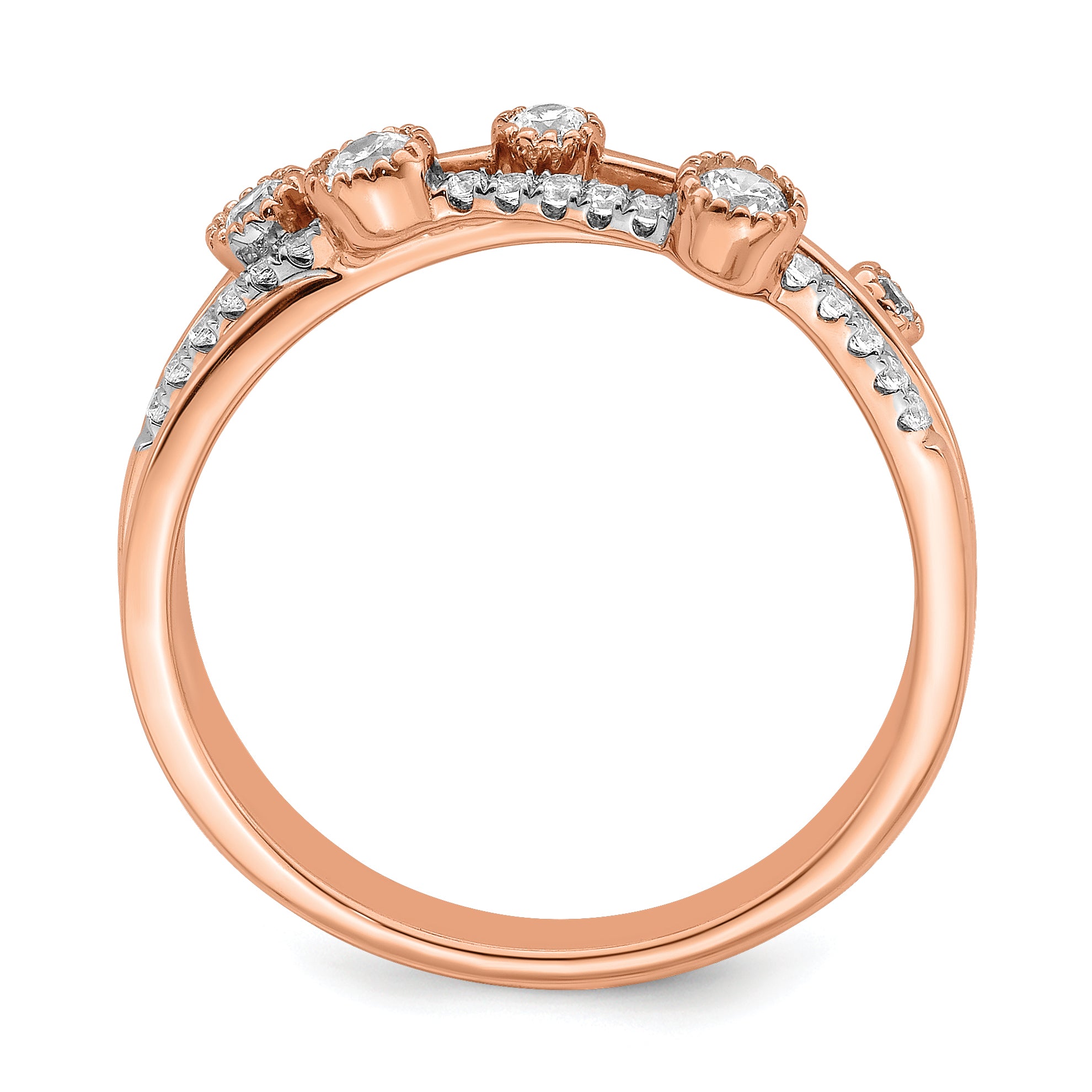 14K Rose Gold Lab Grown Diamond VS/SI GH, Criss Cross Ring