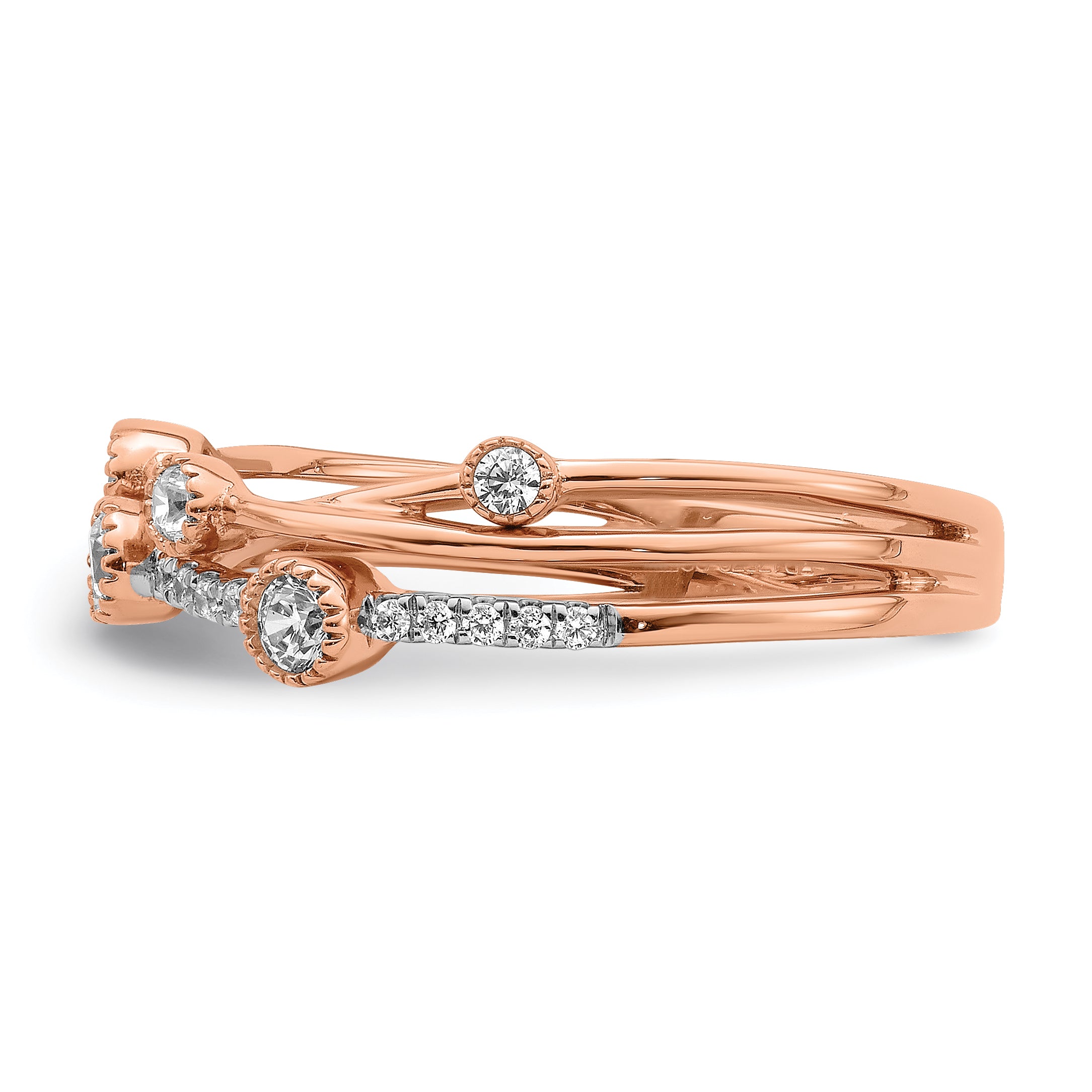 14K Rose Gold Lab Grown Diamond VS/SI GH, Criss Cross Ring