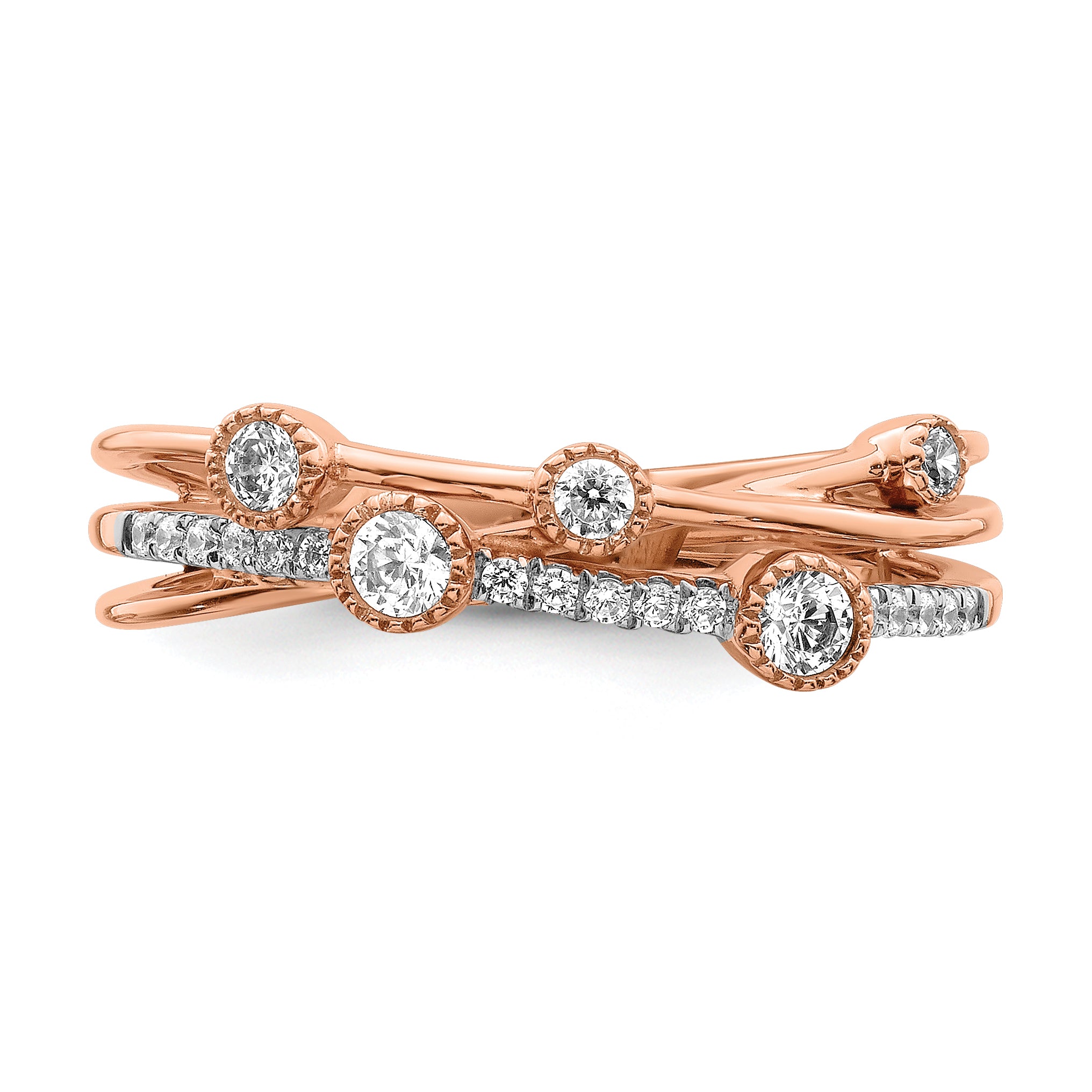 14K Rose Gold Lab Grown Diamond VS/SI GH, Criss Cross Ring