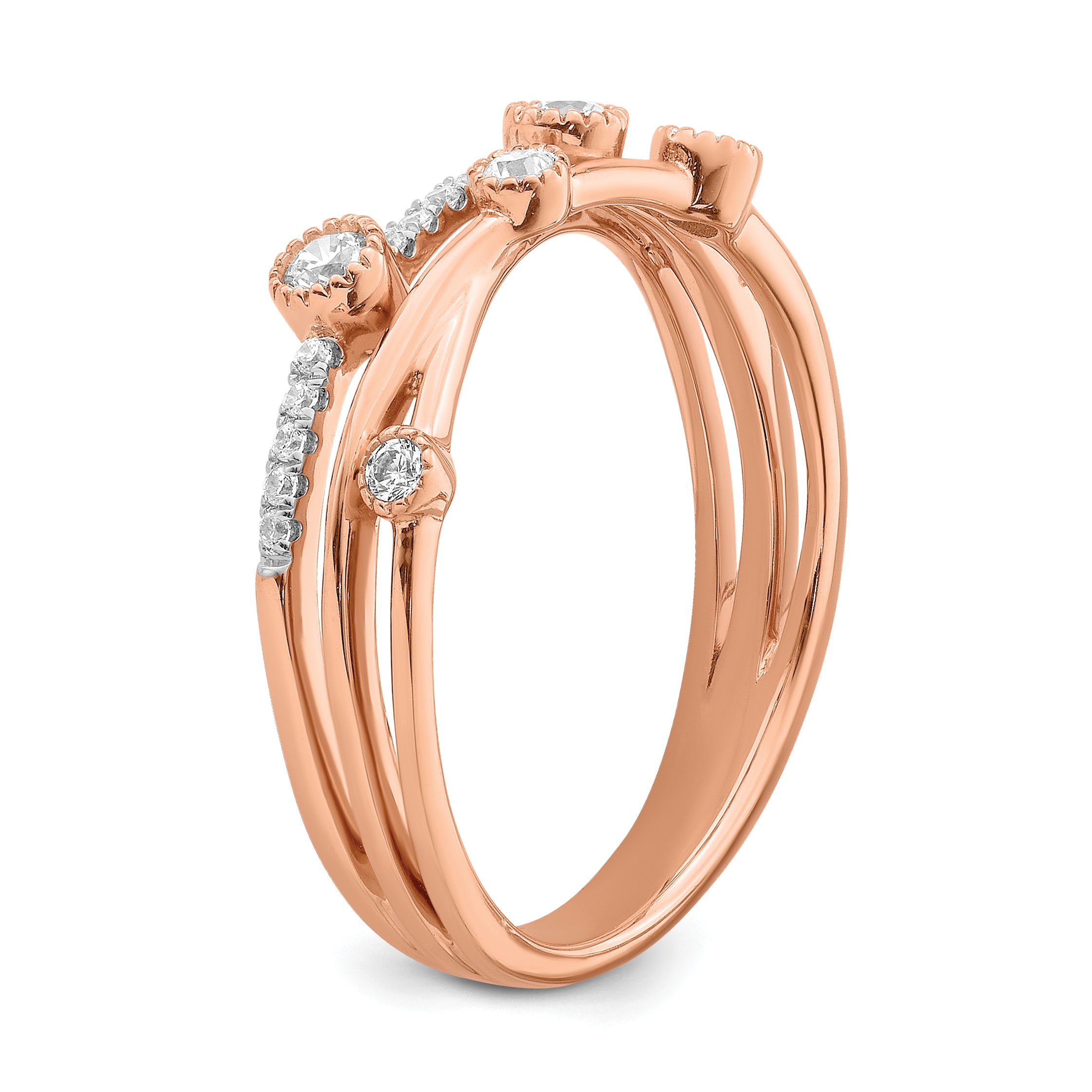 14K Rose Gold Lab Grown Diamond VS/SI GH, Criss Cross Ring