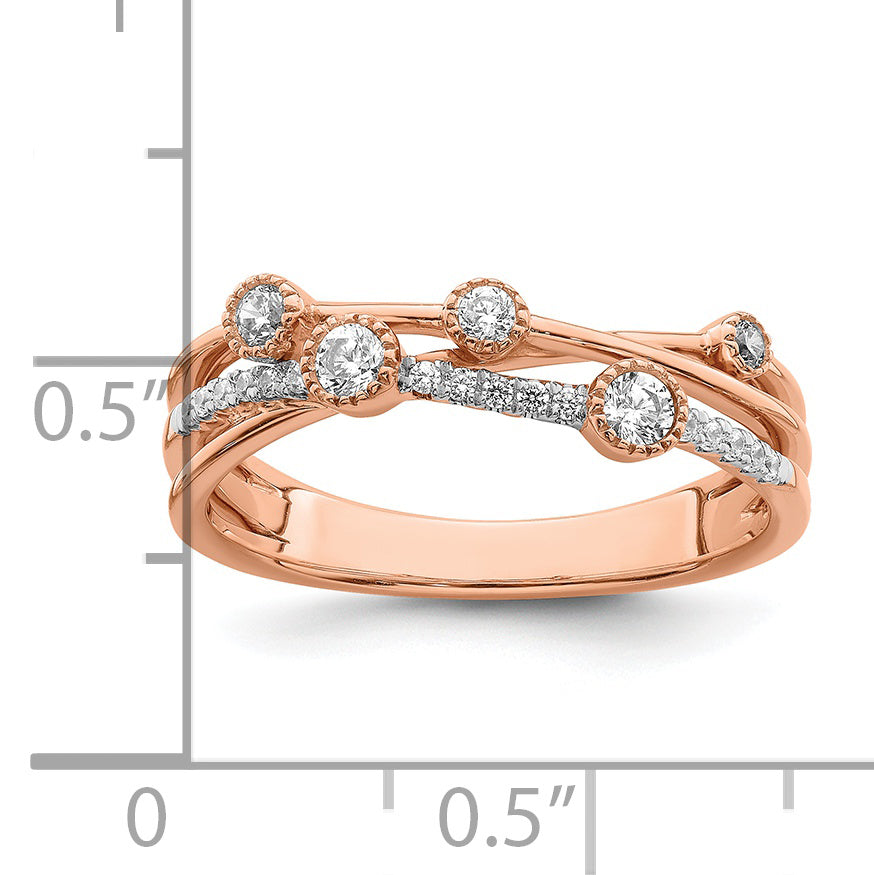 14K Rose Gold Lab Grown Diamond VS/SI GH, Criss Cross Ring