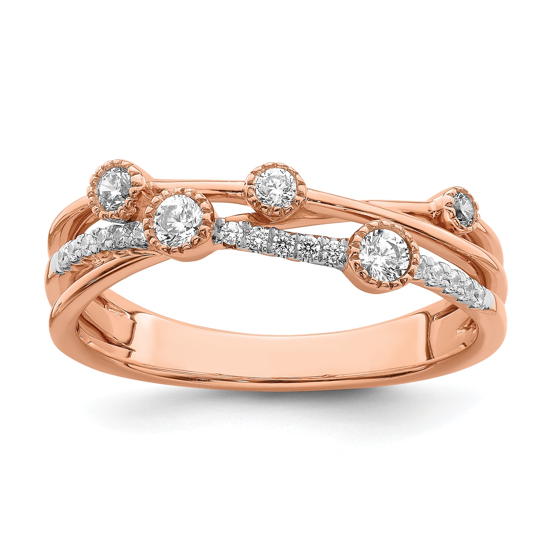 14K Rose Gold Lab Grown Diamond VS/SI GH, Criss Cross Ring