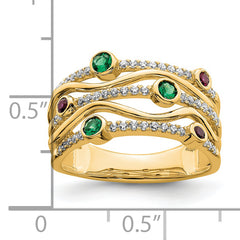 14K Lab Grown Dia SI1/SI2, G H, Cr.RU,EM Bezel Wave Ring