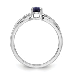 14k White Gold Polished Sapphire and Diamond Ring