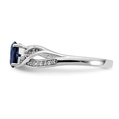 14k White Gold Polished Sapphire and Diamond Ring