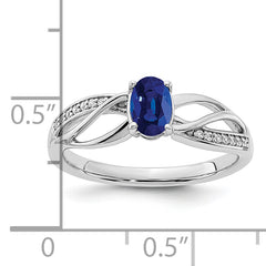 14k White Gold Polished Sapphire and Diamond Ring