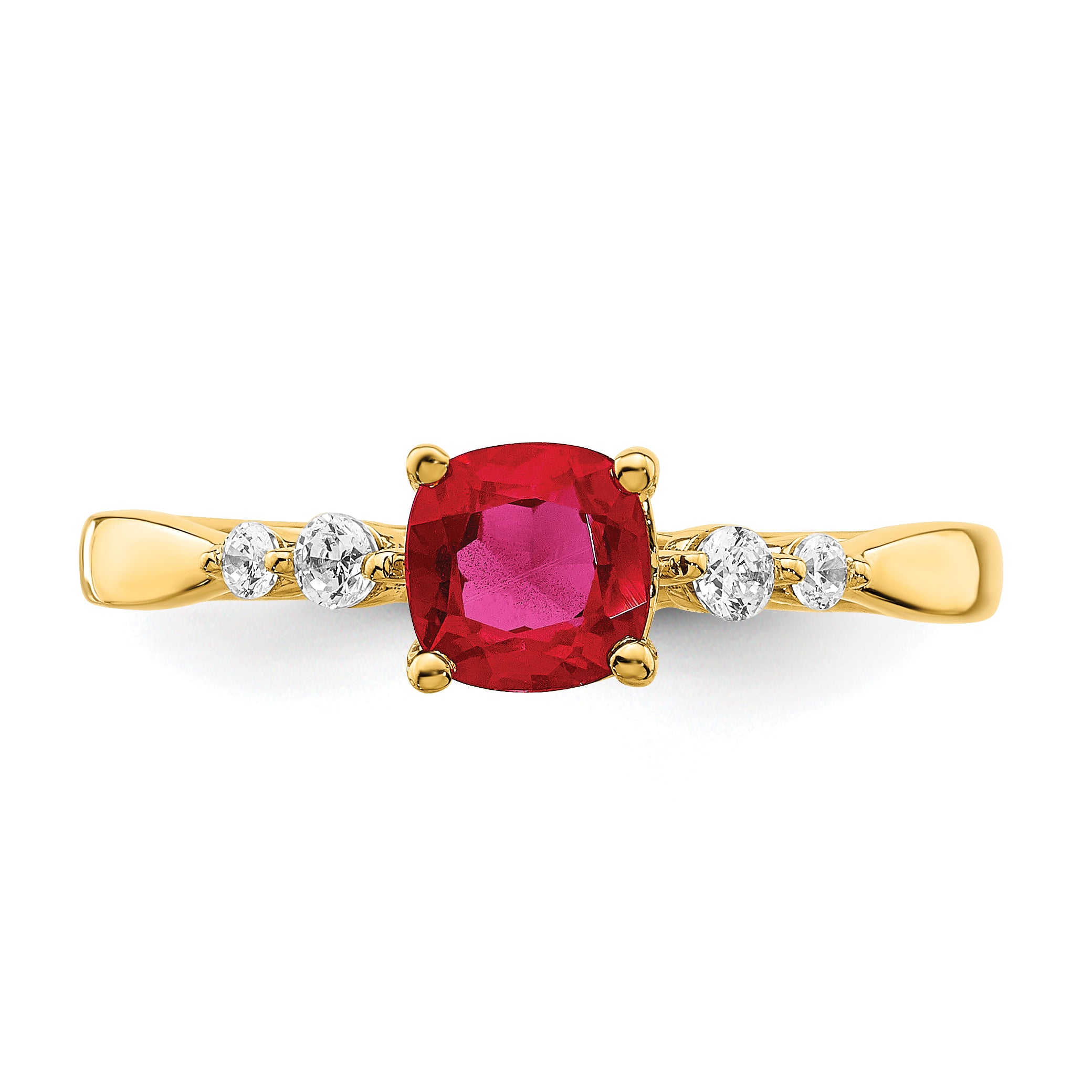 14k Gold Polished Ruby and Diamond Ring