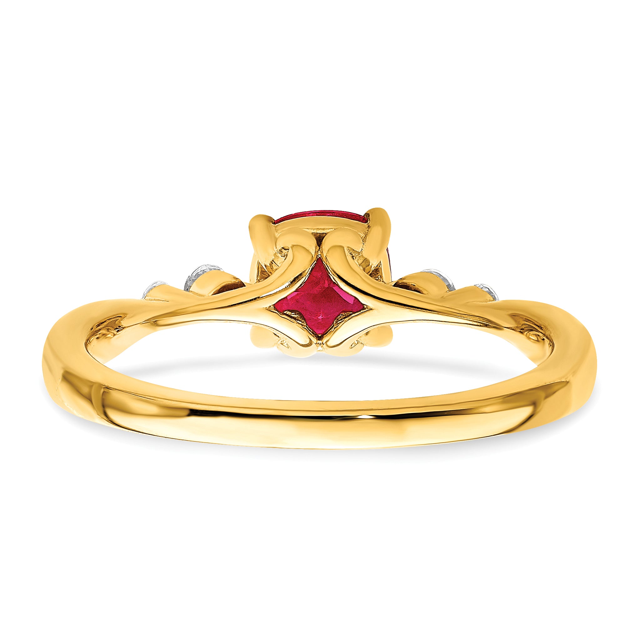 14k Gold Polished Ruby and Diamond Ring