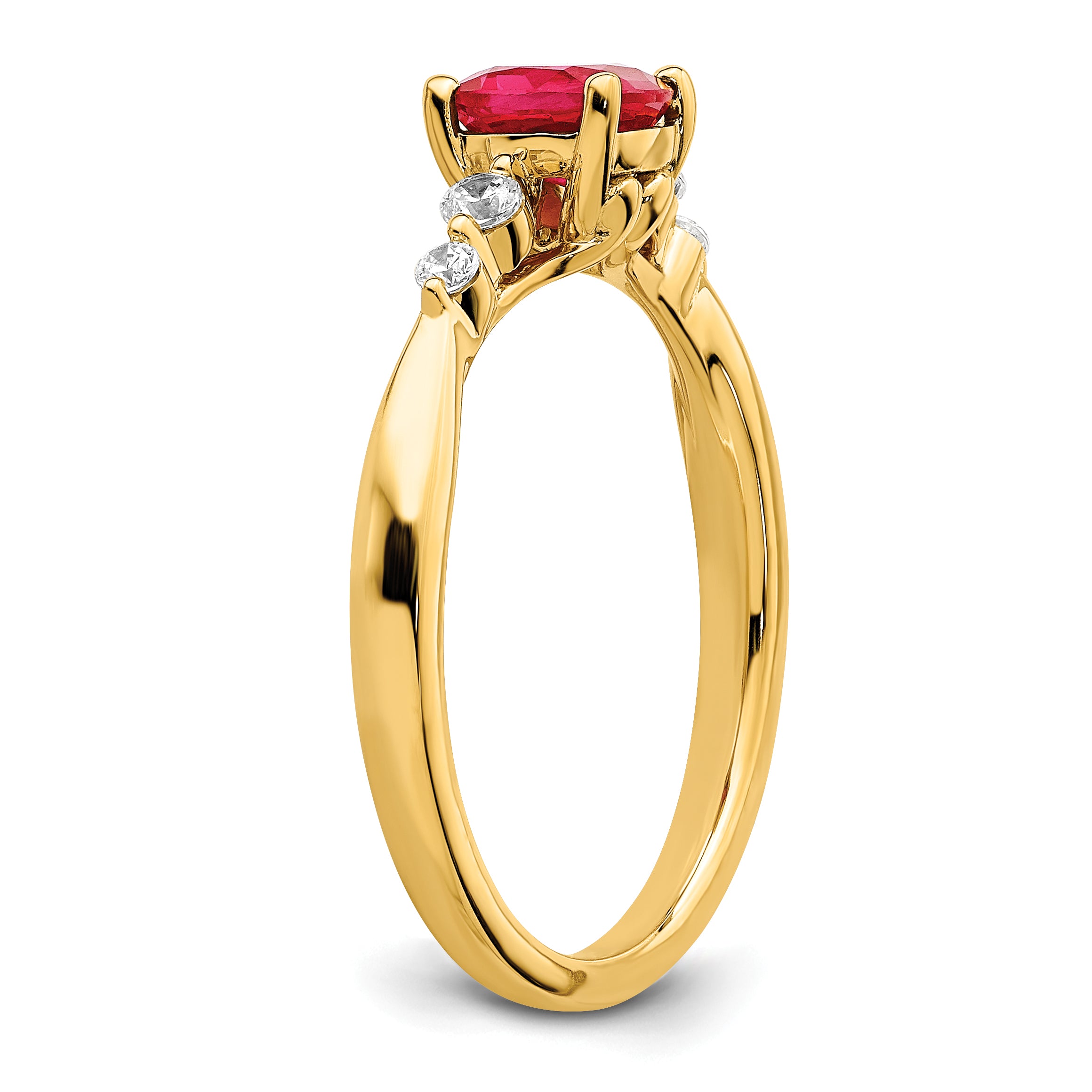 14k Gold Polished Ruby and Diamond Ring