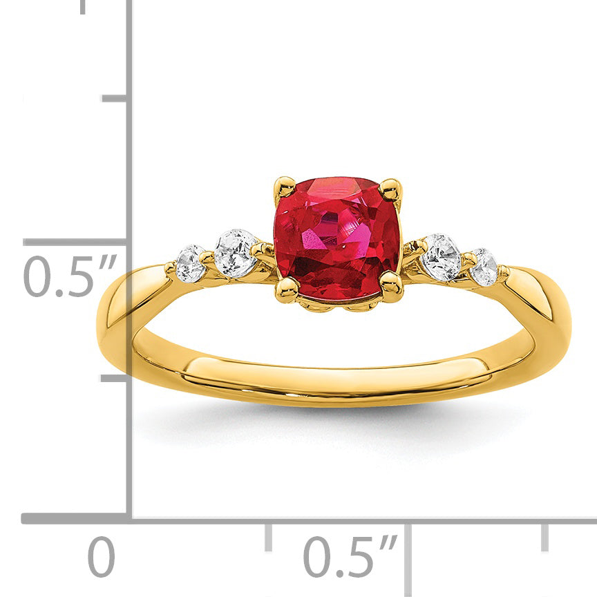 14k Gold Polished Ruby and Diamond Ring