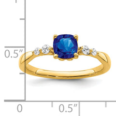 14k Gold Polished Sapphire and Diamond Ring