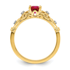 14k Gold Polished Ruby and Diamond Ring