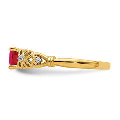 14k Gold Polished Ruby and Diamond Ring