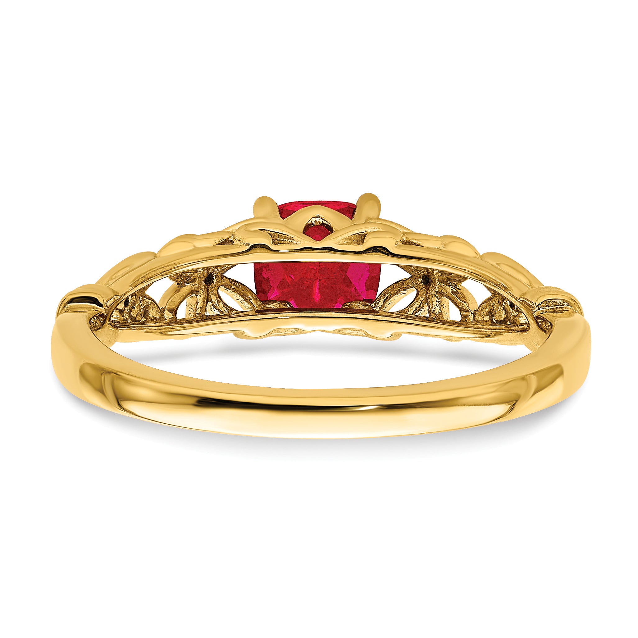 14k Gold Polished Ruby and Diamond Ring