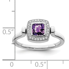 14k White Gold Polished Amethyst and Diamond Flip Ring