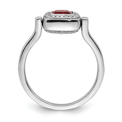 14k White Gold Polished Garnet and Diamond Flip Ring