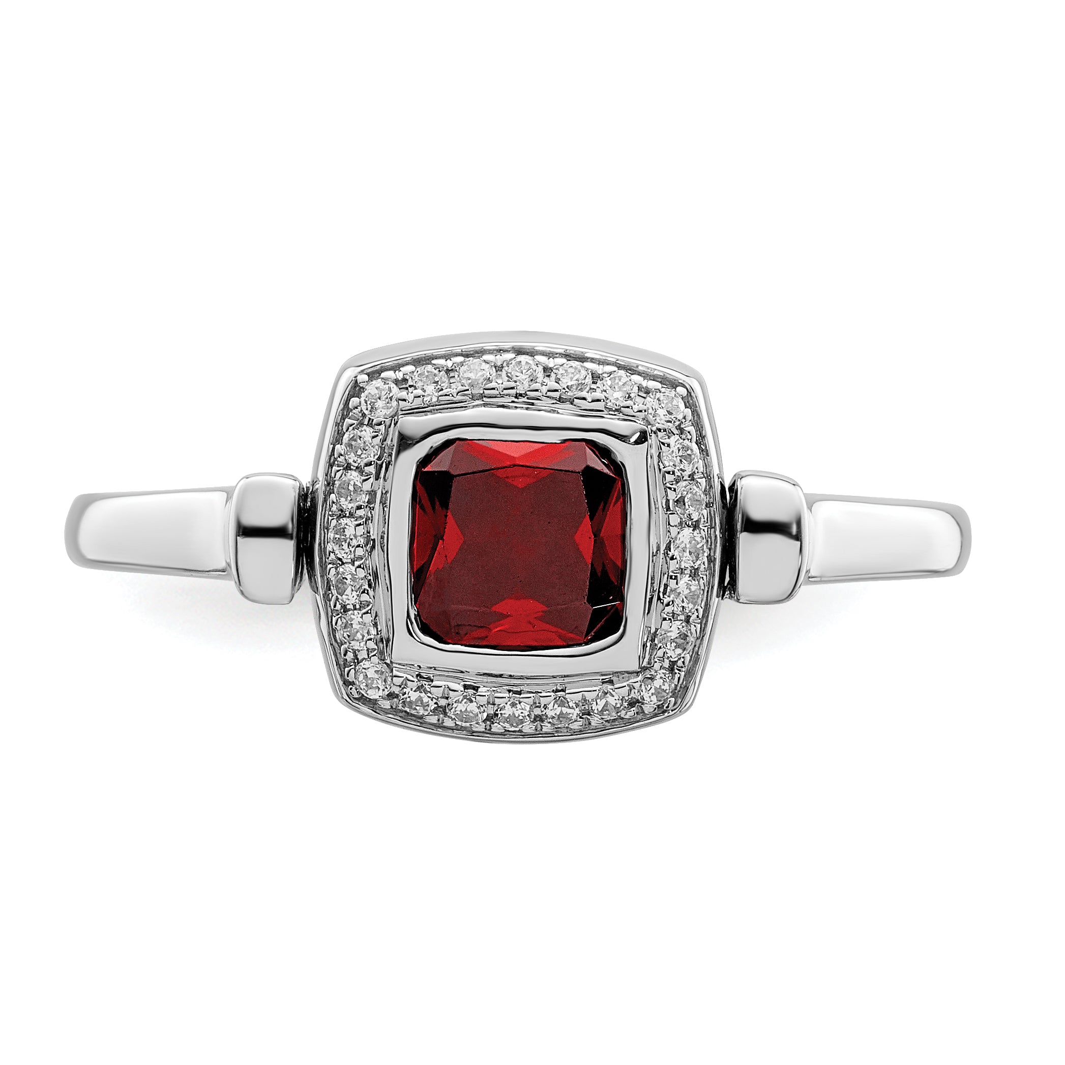 14k White Gold Polished Garnet and Diamond Flip Ring