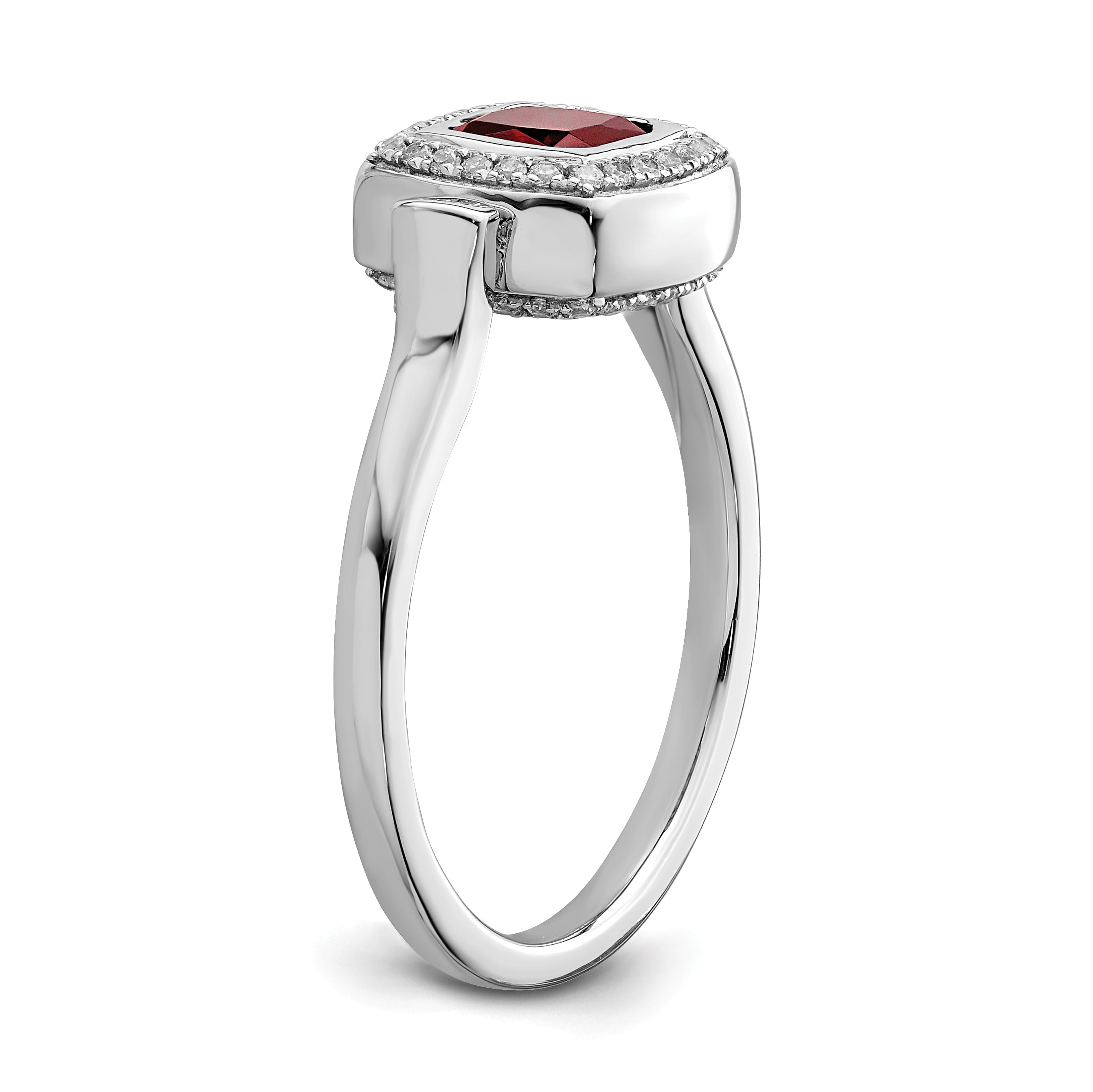 14k White Gold Polished Garnet and Diamond Flip Ring