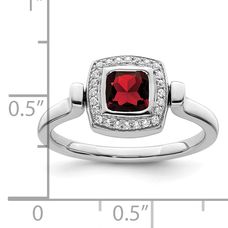 14k White Gold Polished Garnet and Diamond Flip Ring