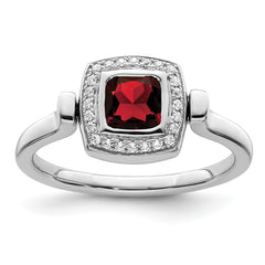 14k White Gold Polished Garnet and Diamond Flip Ring