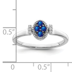 14k White Gold Polished Sapphire and Diamond Flip Ring