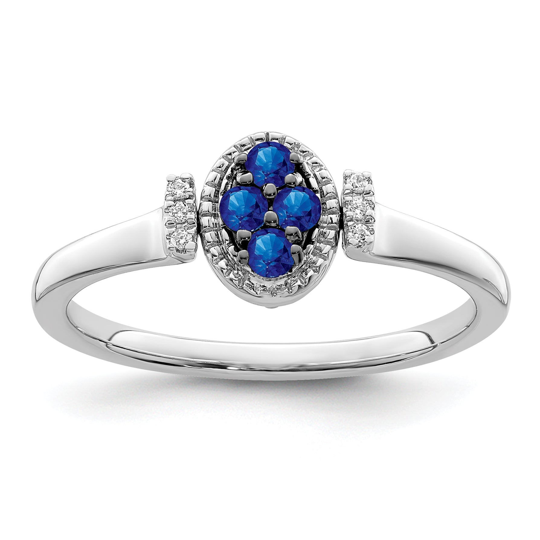 14k White Gold Polished Sapphire and Diamond Flip Ring