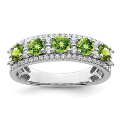 14k White Gold Polished Peridot and Diamond Ring