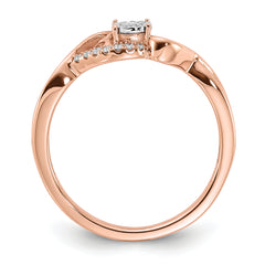 14k Rose Gold Polished Side Hearts Diamond Ring