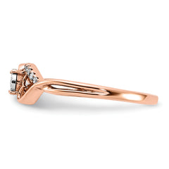 14k Rose Gold Polished Side Hearts Diamond Ring