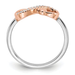 10K Two-tone White & Rose Polished Infinity Hearts Diamond Ring