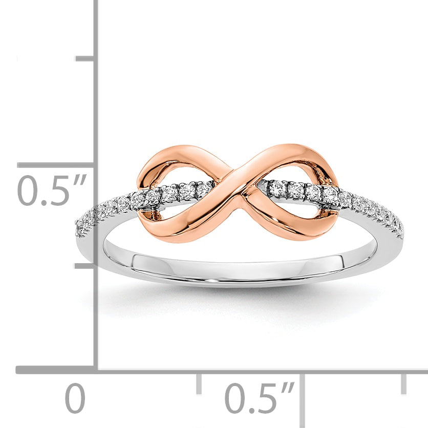 10K Two-tone White & Rose Polished Infinity Diamond Ring