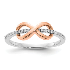 10K Two-tone White & Rose Polished Infinity Diamond Ring